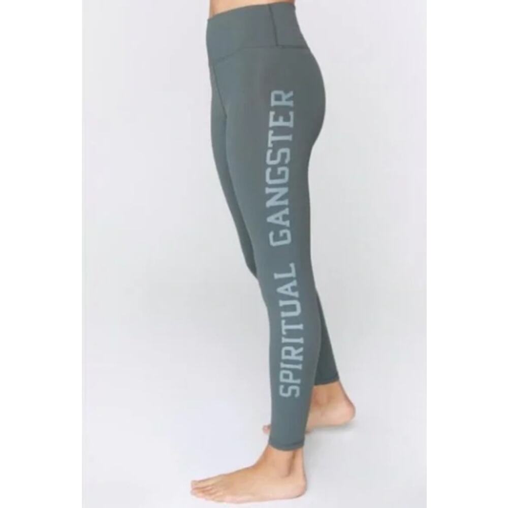 Spiritual Gangster Olive Green High-Waist Logo Leggings